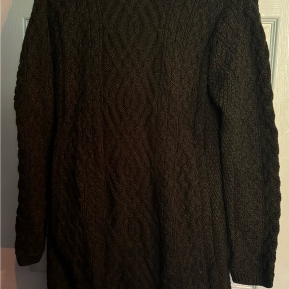 Aran Crafts Ireland Dark Gray Side Zip 100% Wool Sweater - Picture 7 of 13